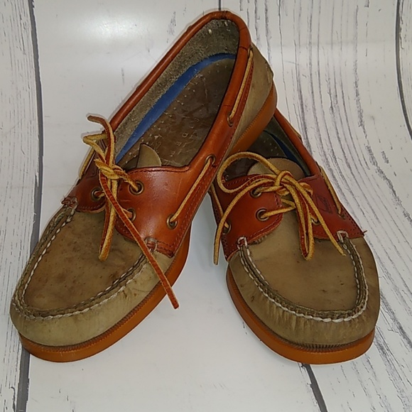 Sperry Other - Sperry Topsider Brown Tan Leather Boat Shoes 8M
